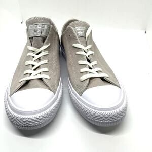Converse Chuck Taylor All Star OX Leather Sneaker Pale Putty Silver Womens 8